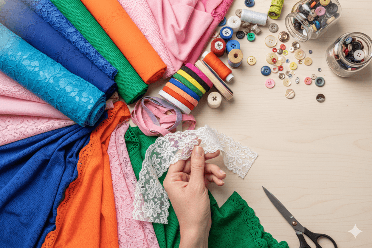 Tecidos e linhas coloridas Lycri Malhas